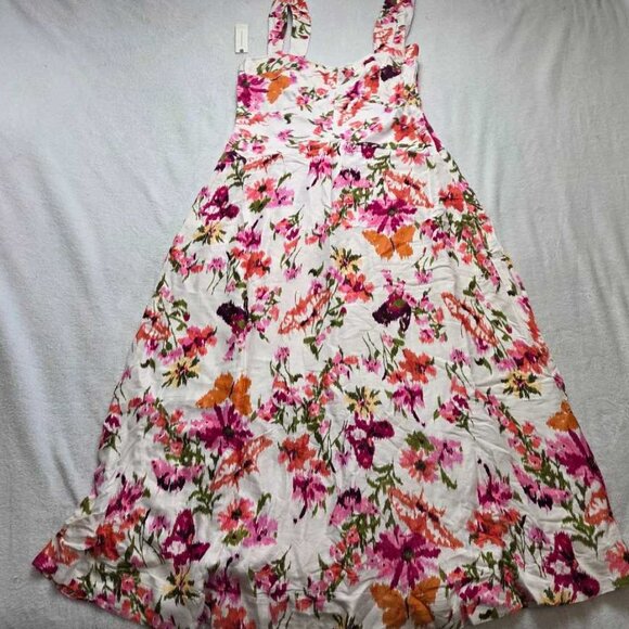 New XL Maeve x Anthropologie The Jocelyn sleeveless slip midi dress pink floral - Picture 5 of 14
